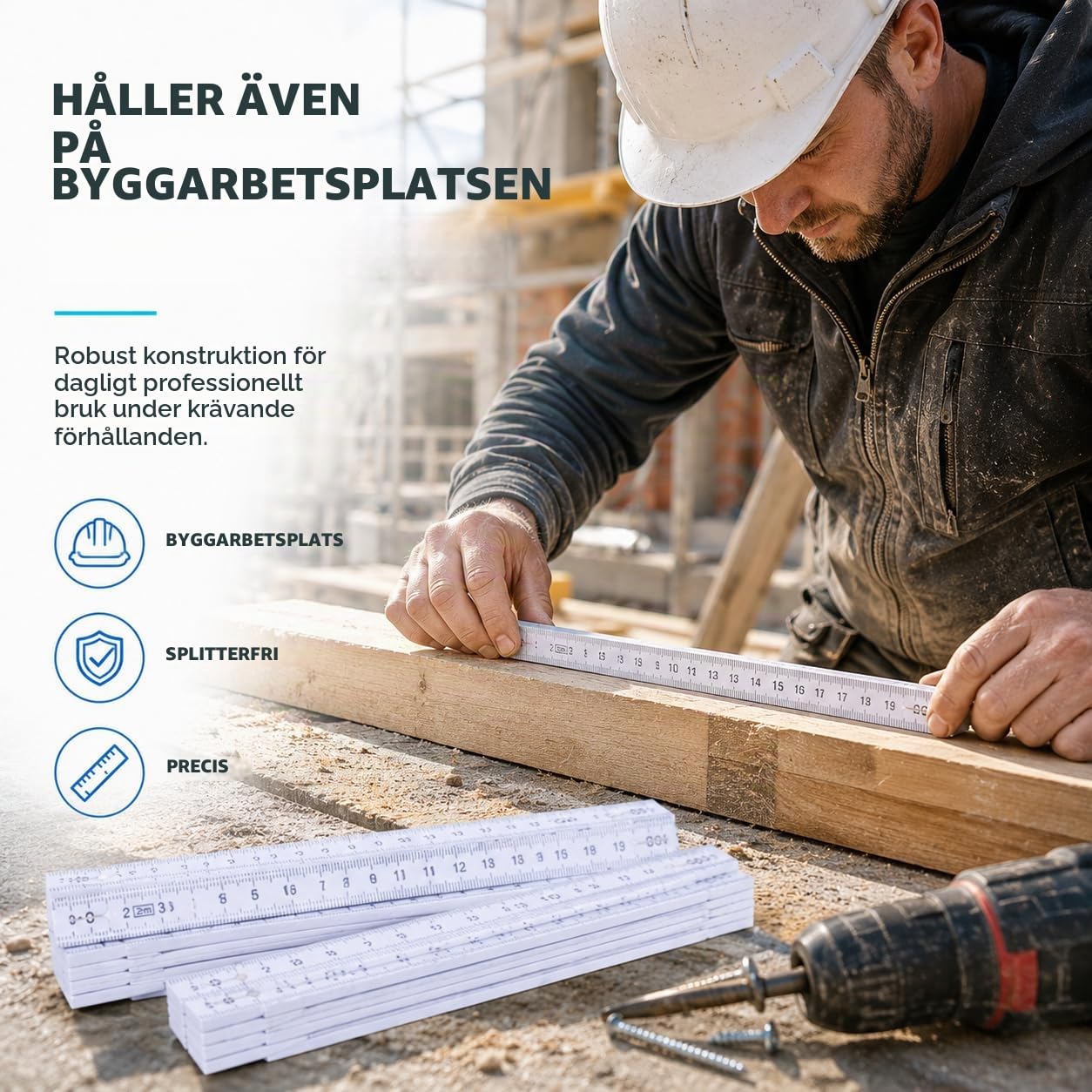 Detalle 2 de TK Gruppe Timo Klingler Tk40404 tumstock, 2 m, vit, 5-pack