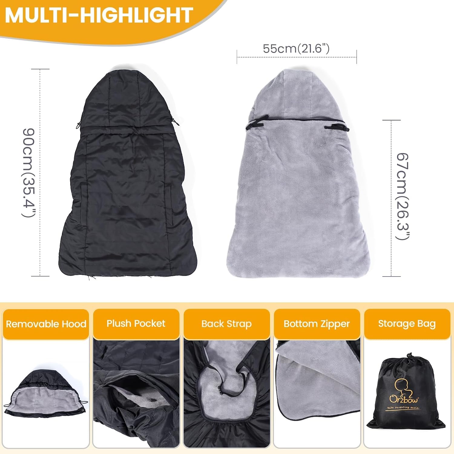 Detalle 2 de Orzbow Baby Carrier Rain Cover with fleece liner