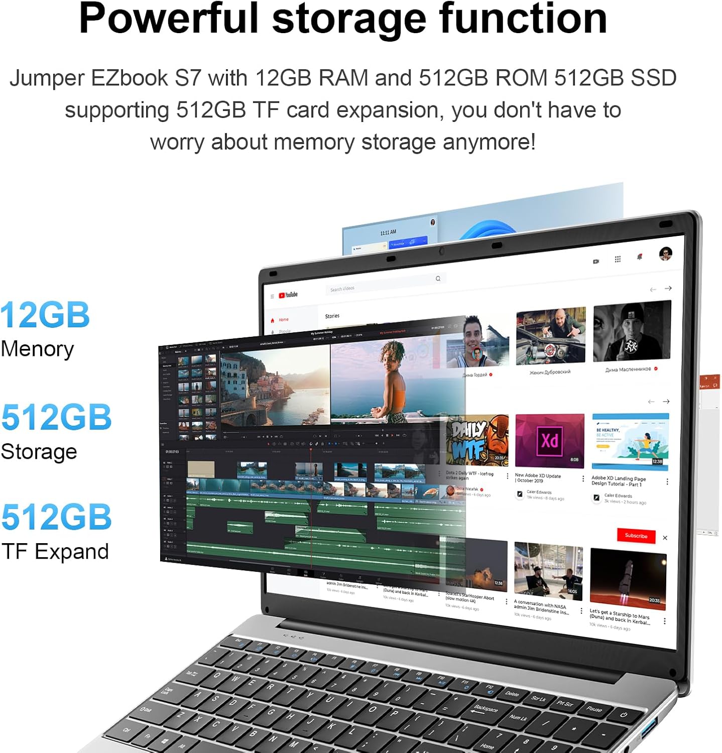 Detalle de jumper 15.6 inch Laptop with Office 365 – 12GB RAM, 512GB SSD, Celeron, UK Keyboard Film