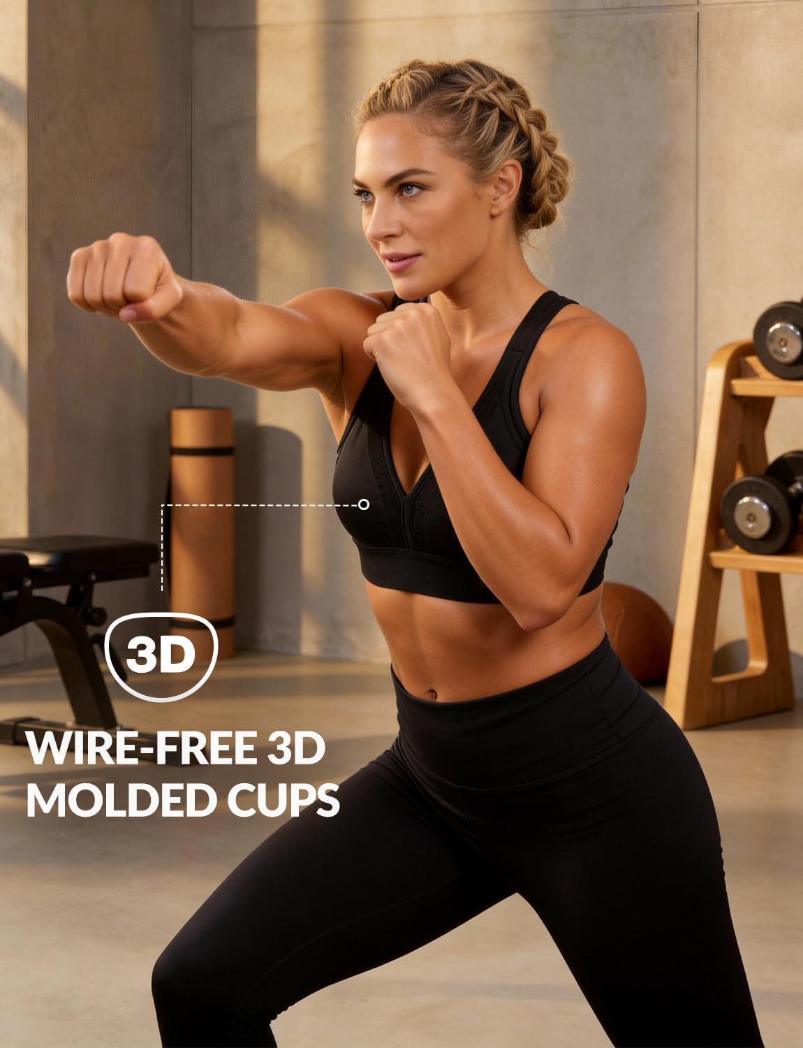 Thumbnail 4 de Yvette High-Impact Sports Bra for Women with V-Neck & Adjustable Criss-Cross Straps