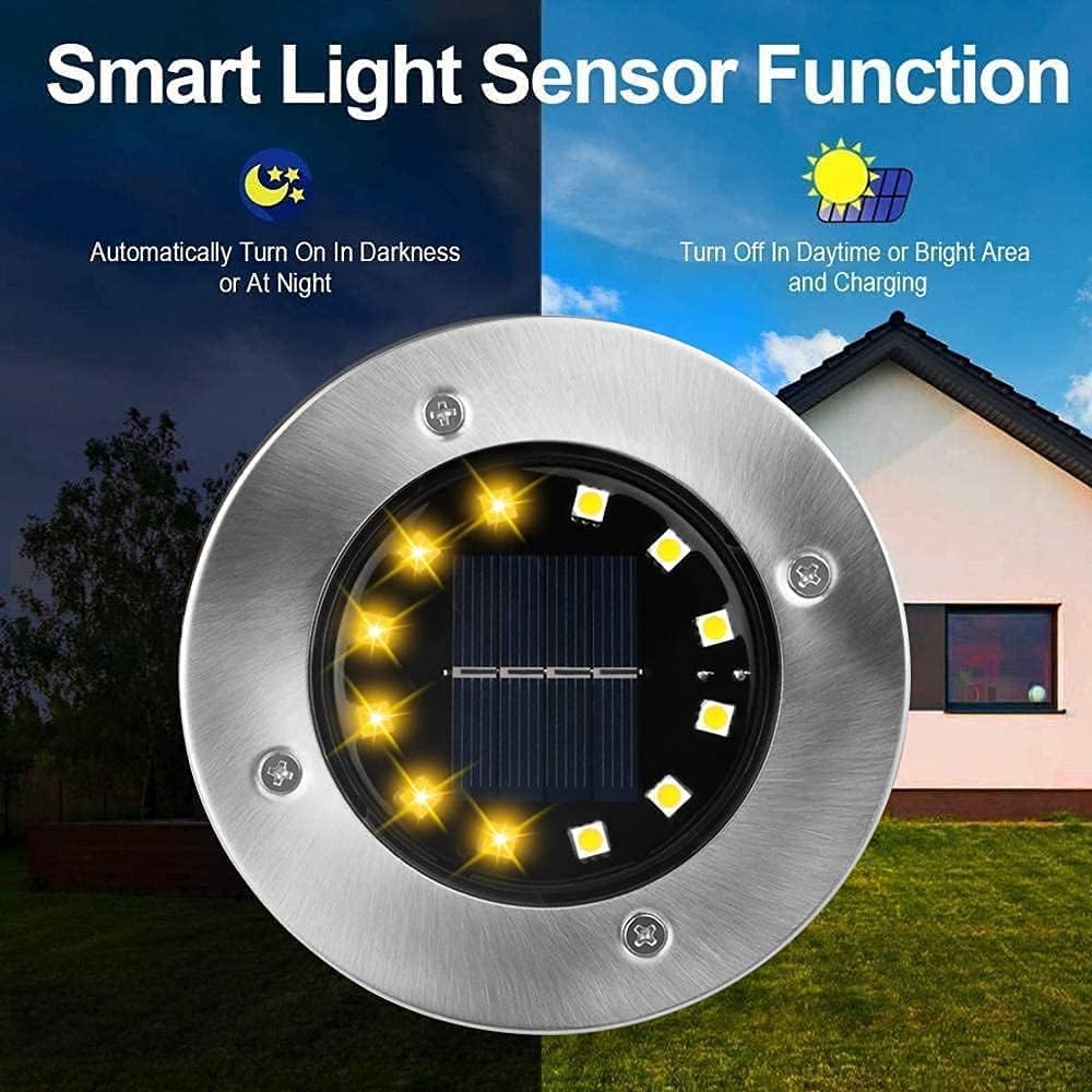 Detalle 2 de Bzavor 12 LED Solar-Bodenleuchten IP65