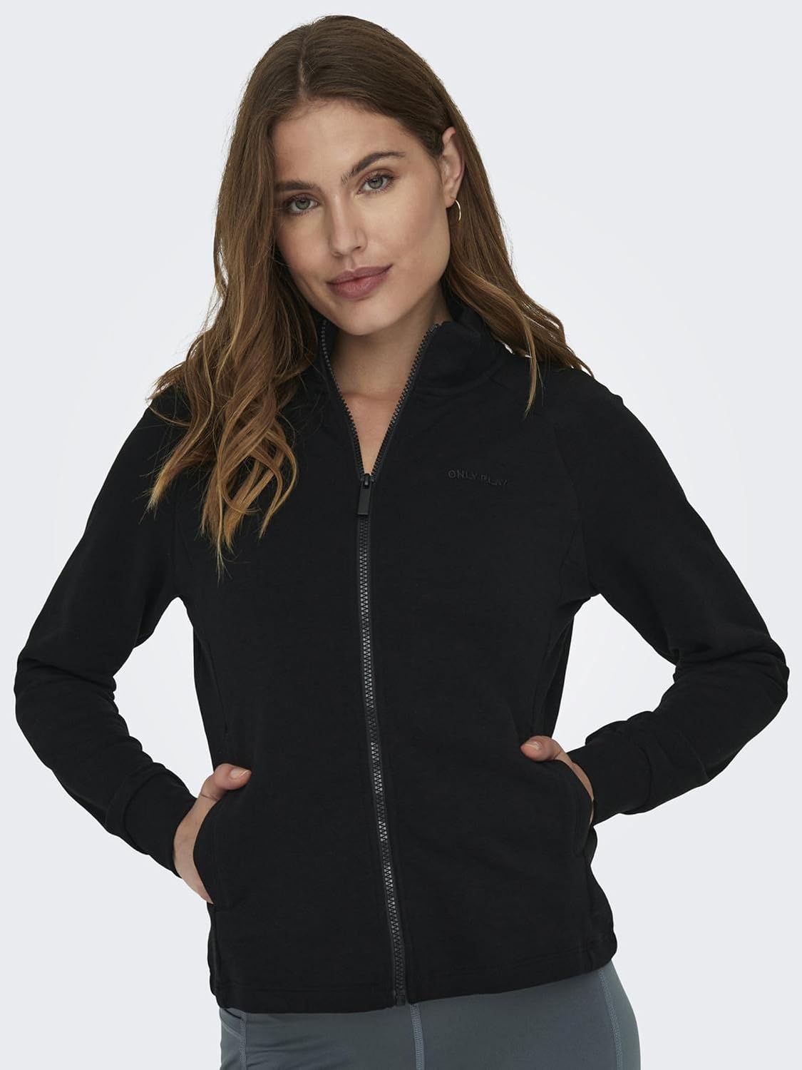 Detalle de Only Play Womens Onpmelina LS Hn Zip SWT Noos Sweatshirt Jacket, Black