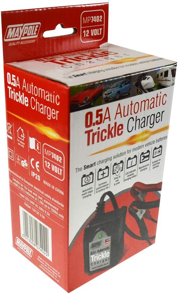 Thumbnail 2 de Maypole 0.5A 12V Automatic Trickle Car Battery Charger (9-stage) for Lead-Acid AGM & GEL