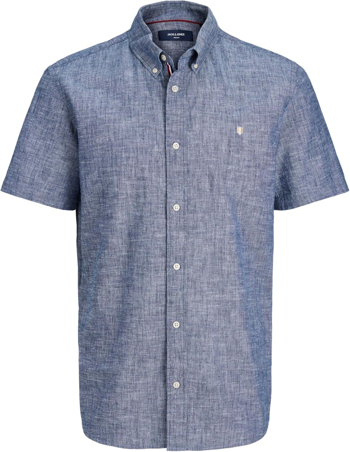 Detalle de Jack & Jones Jprblusummer Lin. Bl. Shield SS Shirt SN Uomo – Camicia a righe premium