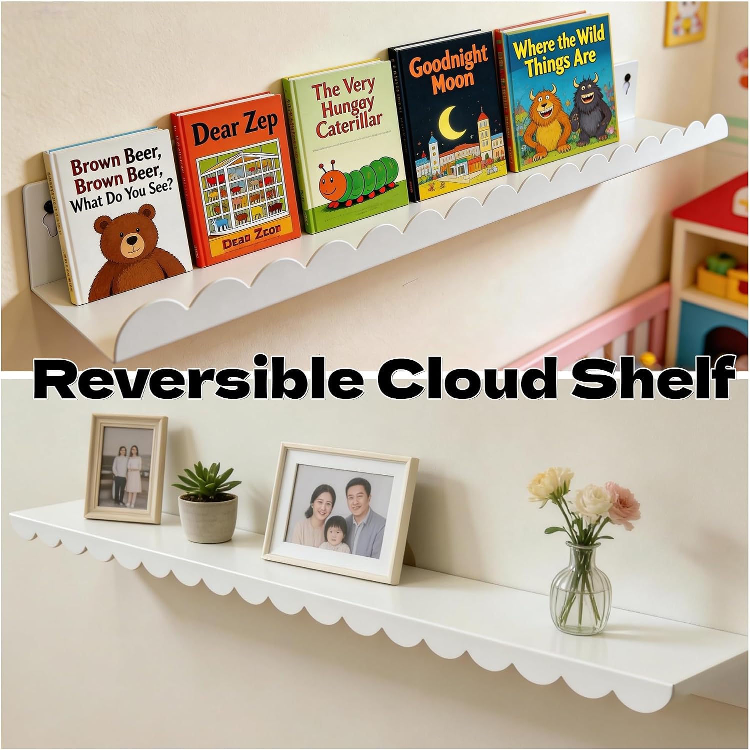 Detalle 2 de FESTLOVE shelf-01 24-Inch White Metal Cloud Floating Shelves, 4-Pack