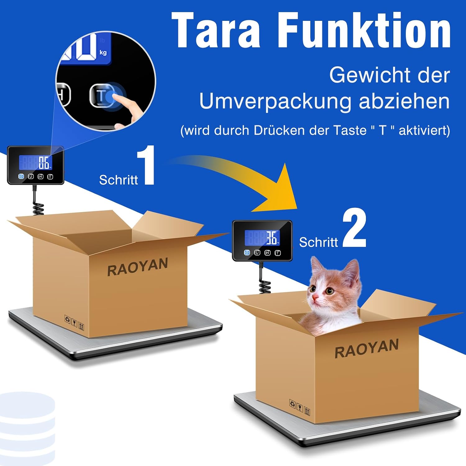 Detalle 1 de RAOYAN Paketwaage 300 kg mit 20 g Genauigkeit