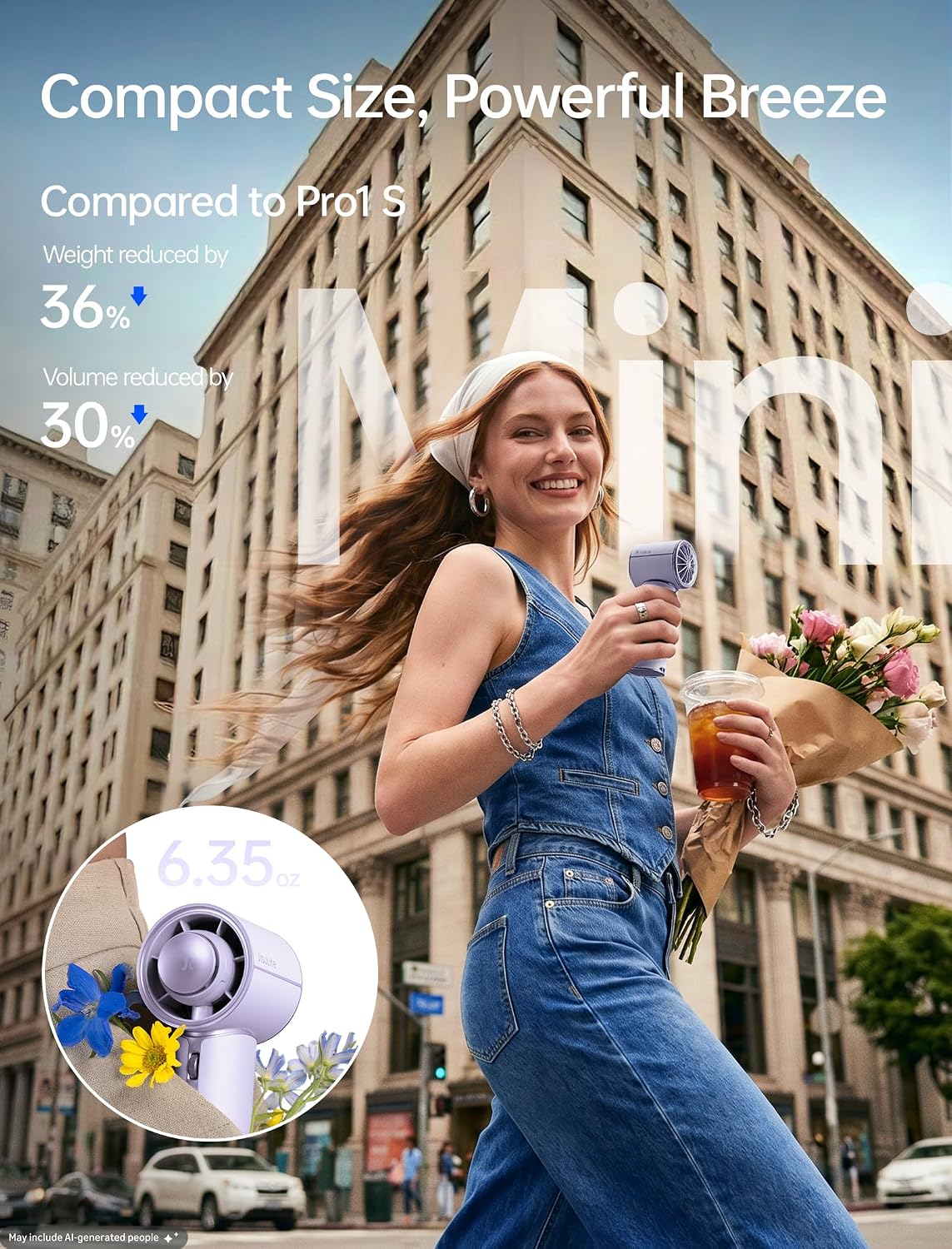 Detalle de JISULIFE Handheld Fan Pro1 Mini: Next‑Gen Cooling in Misty Purple