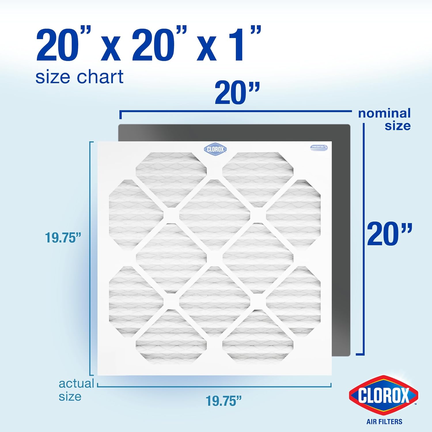 Thumbnail 1 de Clorox 20x20x1 Air Filter, MERV 13, Pleated HVAC Filter – Pack of 4