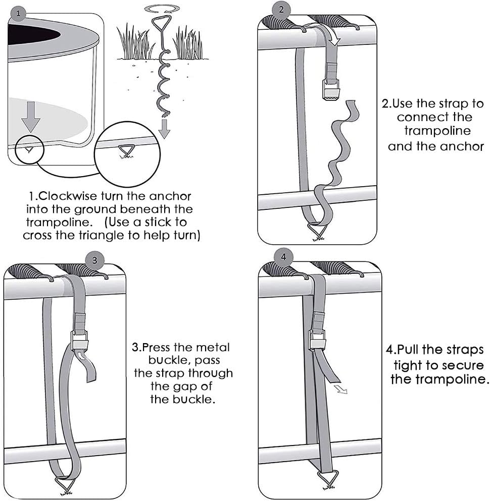 Thumbnail 5 de Hodzeed 4Set Heavy Duty Trampoline Anchor Ground Pegs Tie Down Kit