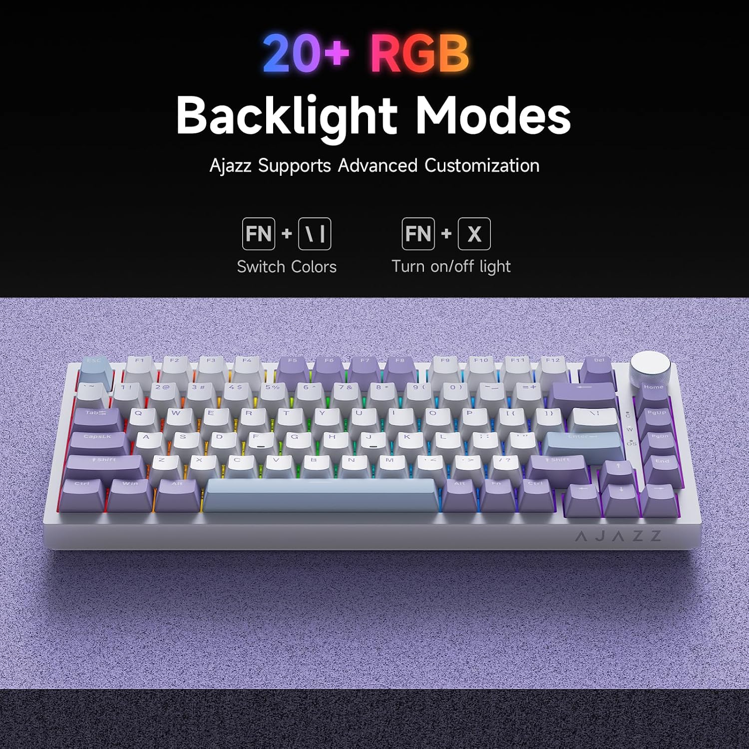 Thumbnail 5 de Ajazz AK820 75% Hot Swappable Mechanical Keyboard with Volume Knob