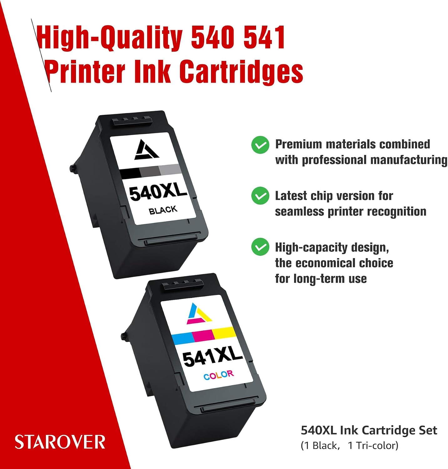 Detalle 2 de STAROVER 540XL/541XL Compatible Canon Ink Cartridges for PIXMA Printers (PG-540XL/CL-541XL)