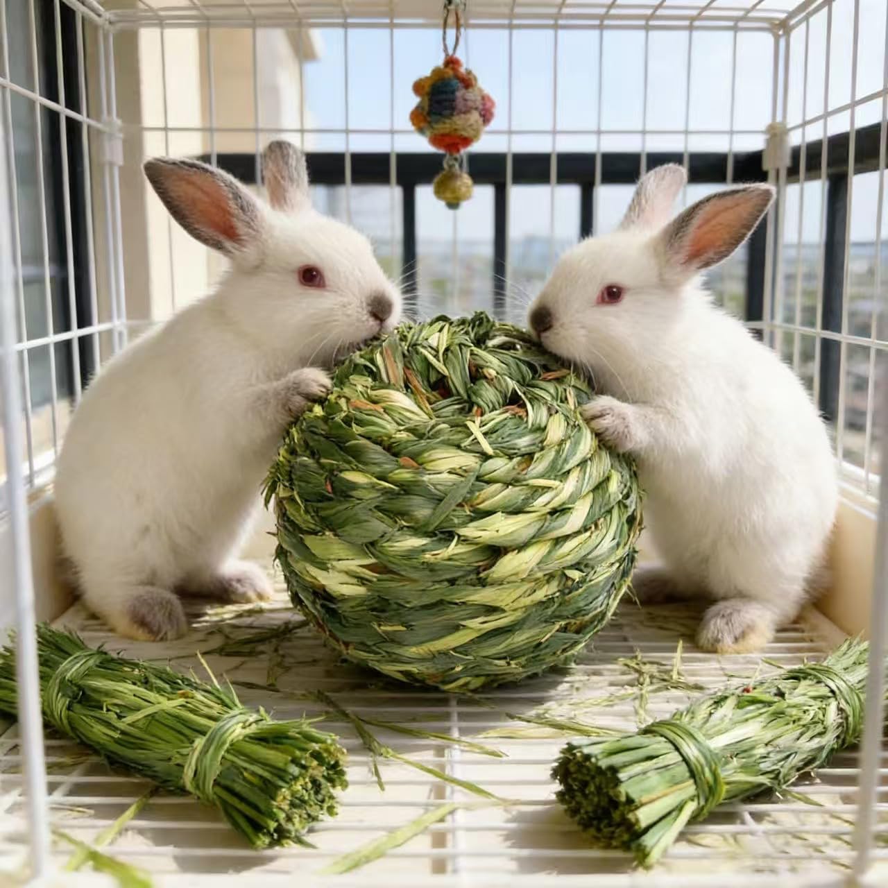 Thumbnail 5 de ZYYRSS Bunny Grass Toy (3 pcs) – Natural Timothy Grass chew balls for rabbits, hamsters & small pets