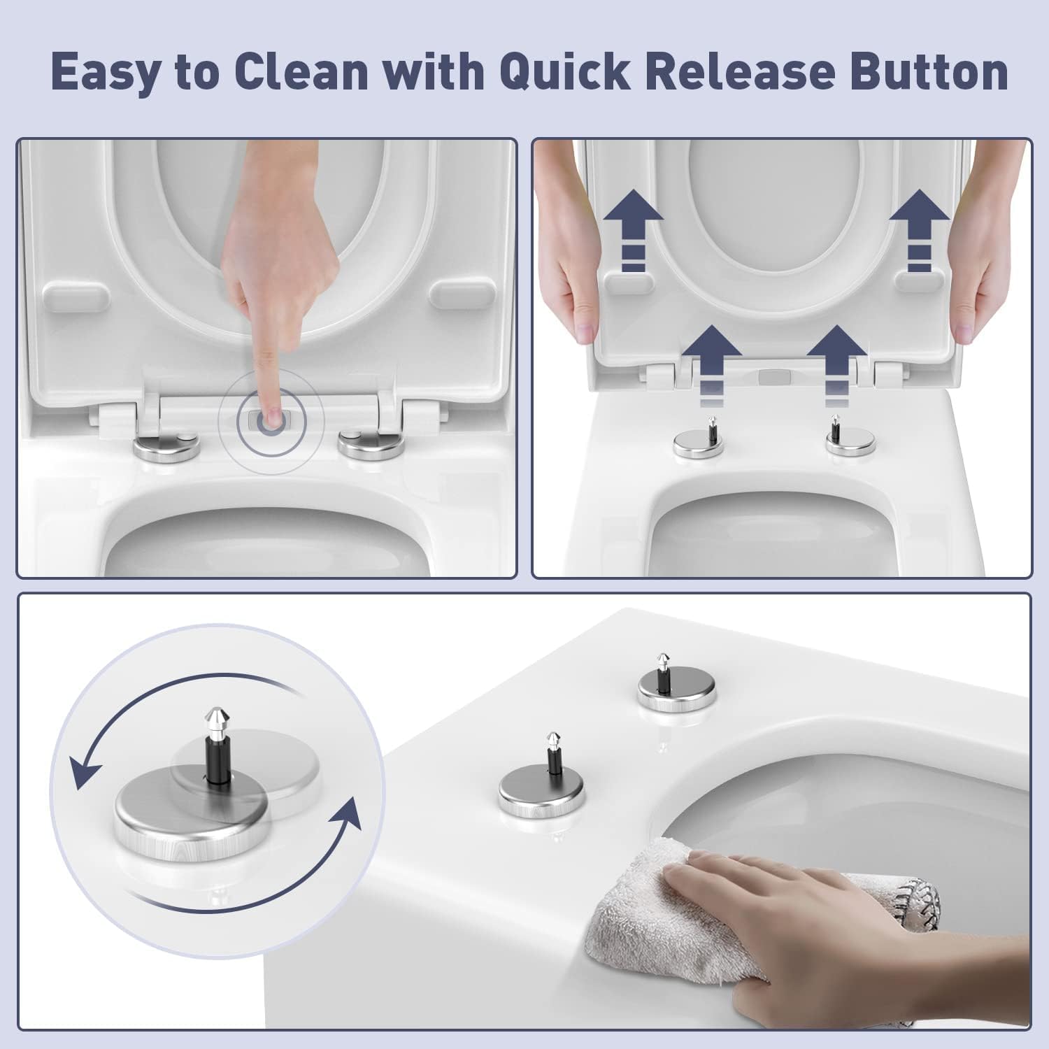 Thumbnail 4 de Family Toilet Seat with Built-in Child Seat and Soft Close – 2-in-1, Quick Release, Non-Slip, U/D Shape