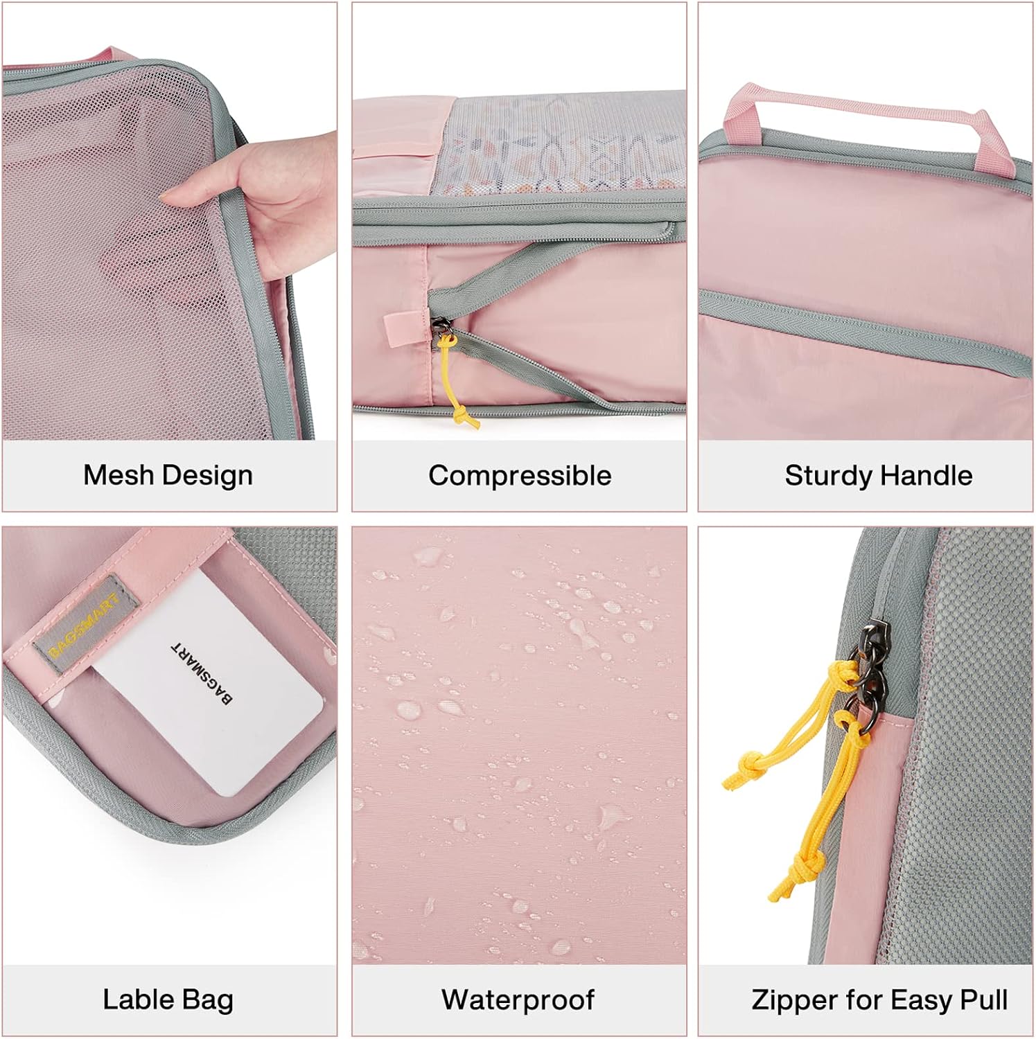 Thumbnail 4 de BAGSMART Compression Packing Cubes (2-Pack) for Suitcases & Backpacks – Pink