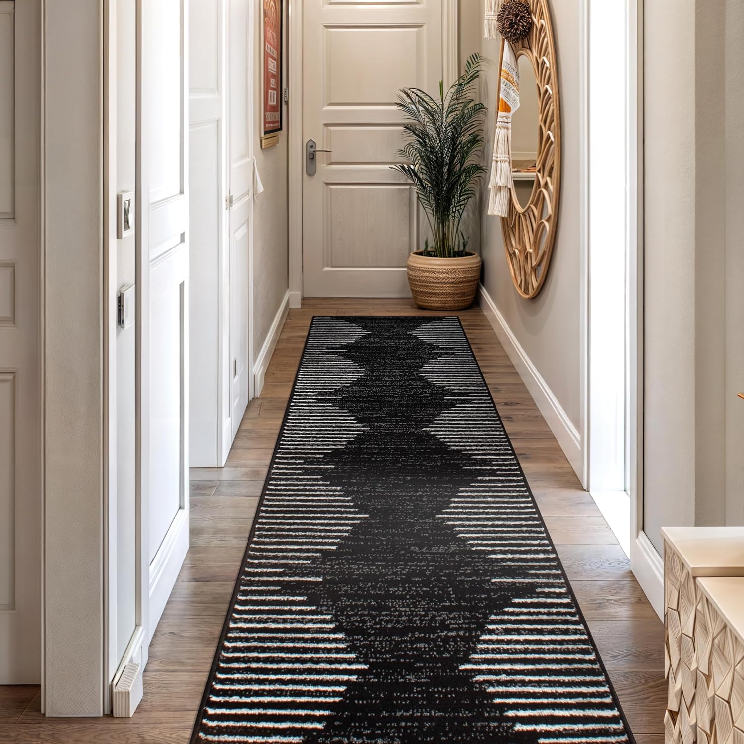 Thumbnail 2 de Rugshop Bohemian Stripe Stain-Resistant Runner Rug 2' x 7'