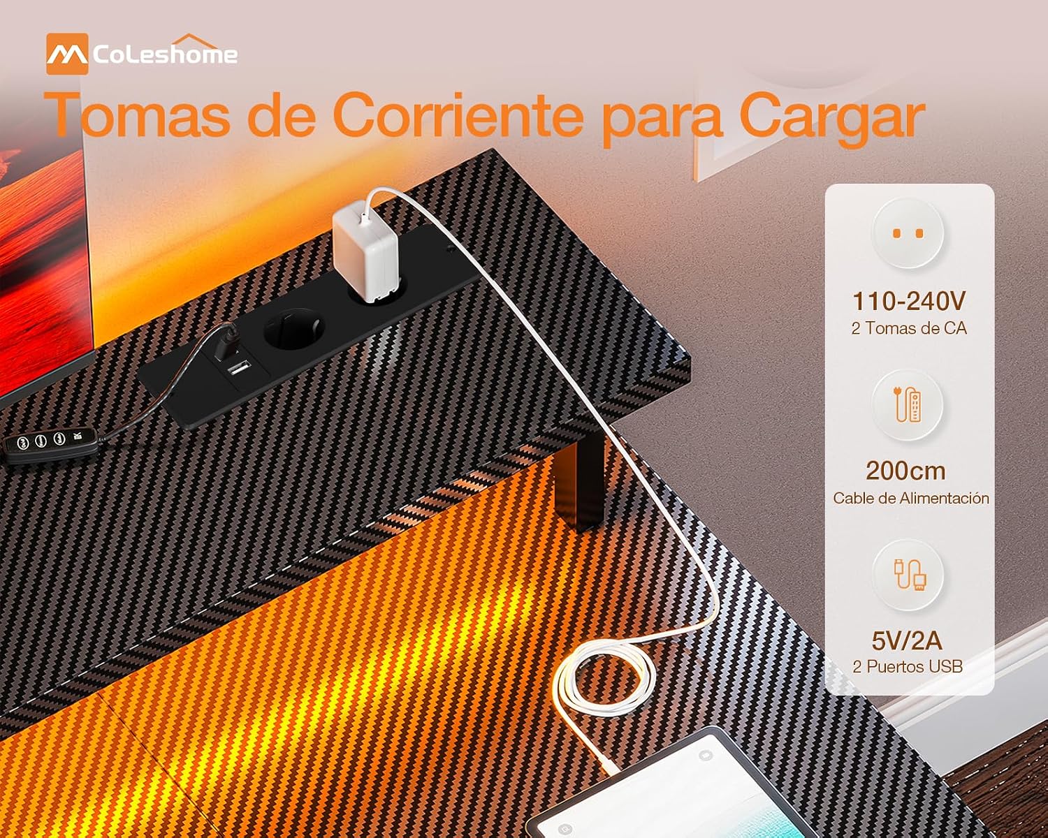 Detalle 2 de Coleshome Escritorio Gaming 120x50 cm
