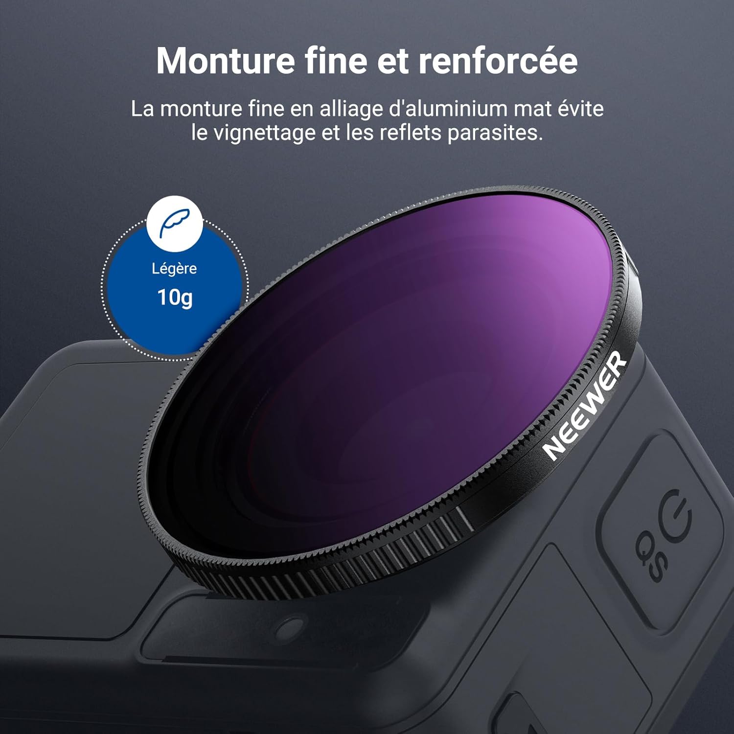 Thumbnail 5 de NEEWER Filtre ND variable ND64-256 pour DJI Osmo Action 5 Pro / 4 / 3, 6 à 8 stops