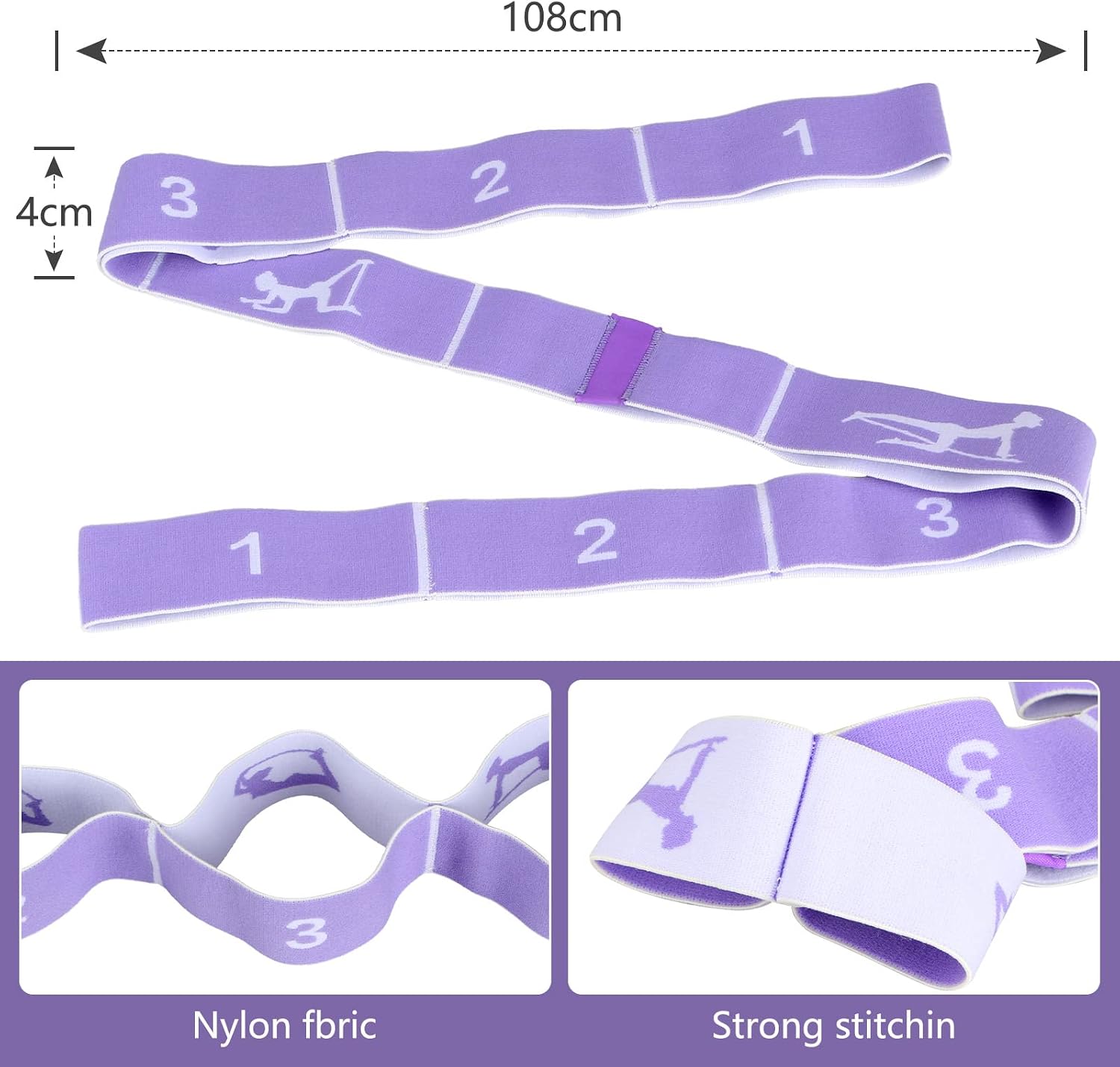 Detalle de CLOPAE Yjd-0224 yogarem med nio öglor, nylon och 108 × 4 cm