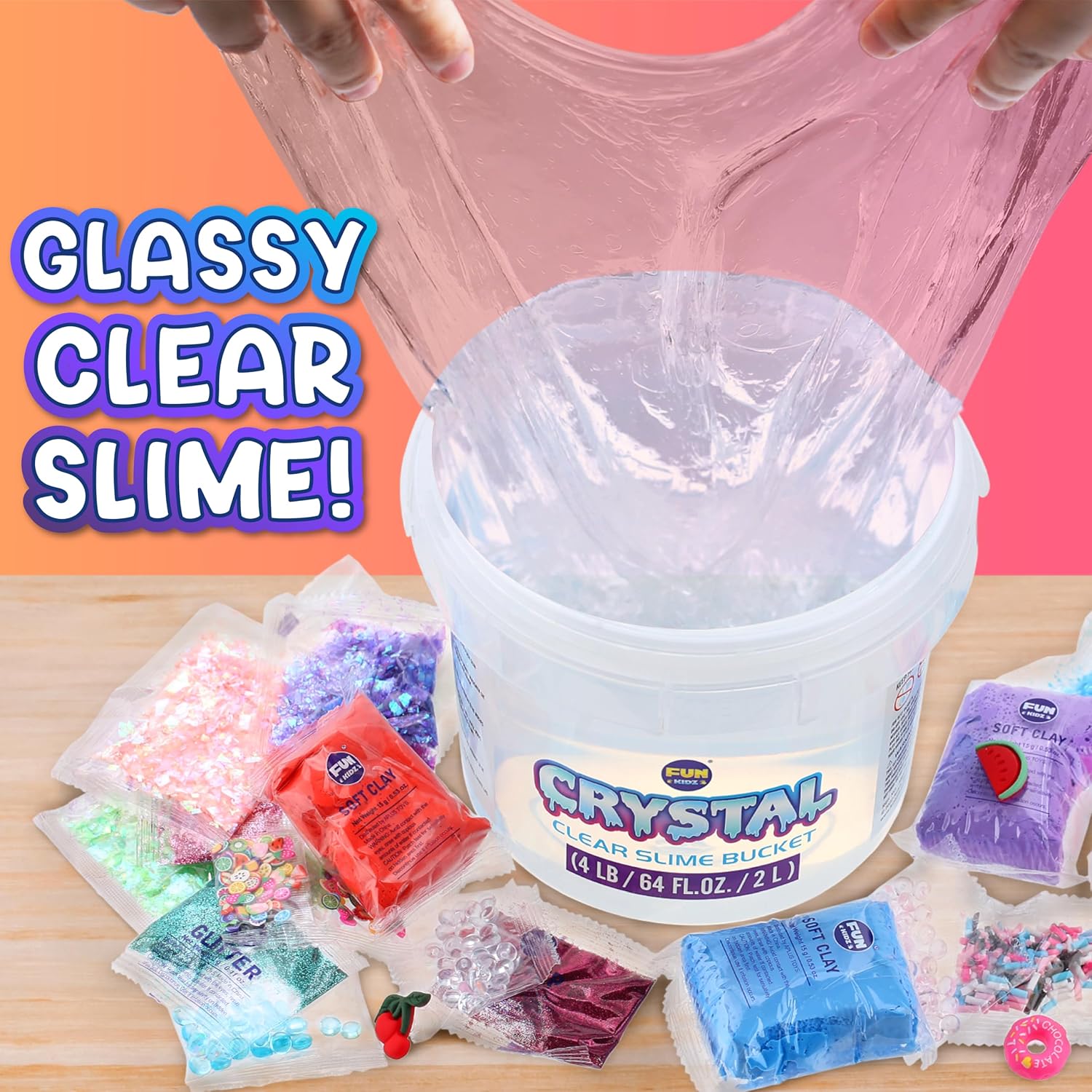 Thumbnail 3 de FunKidz 4 lb Glassy Clear Slime Bucket — Premade slime kit