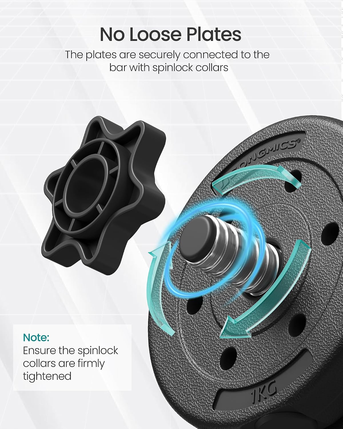 Thumbnail 3 de SONGMICS 2-in-1 Dumbbells Set: Adjustable Dumbbells with Extra Barbell Bar for Home Gyms