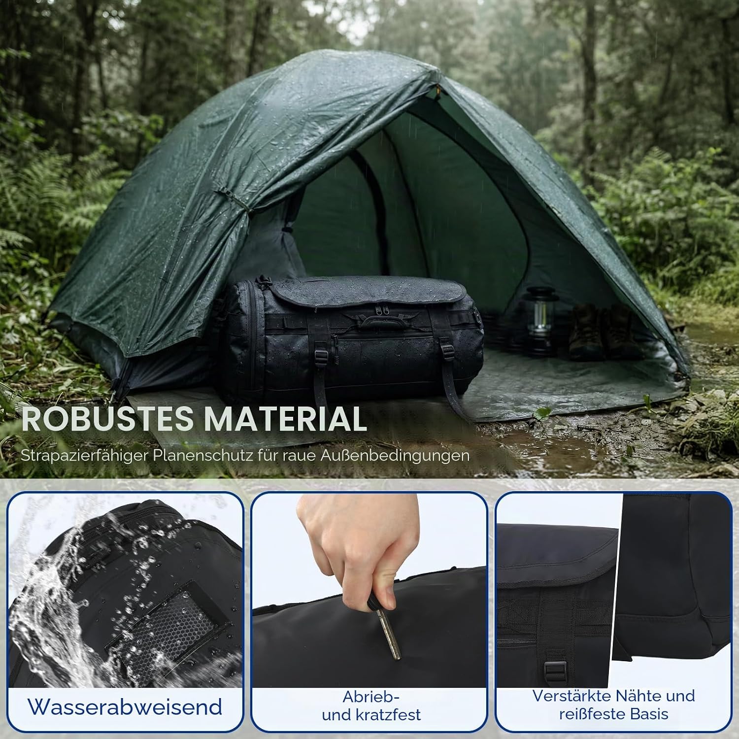 Detalle de Haimont Sporttasche Herren Reisetasche 60L – 3-in-1 Duffle, Schuhfach, wasserdicht