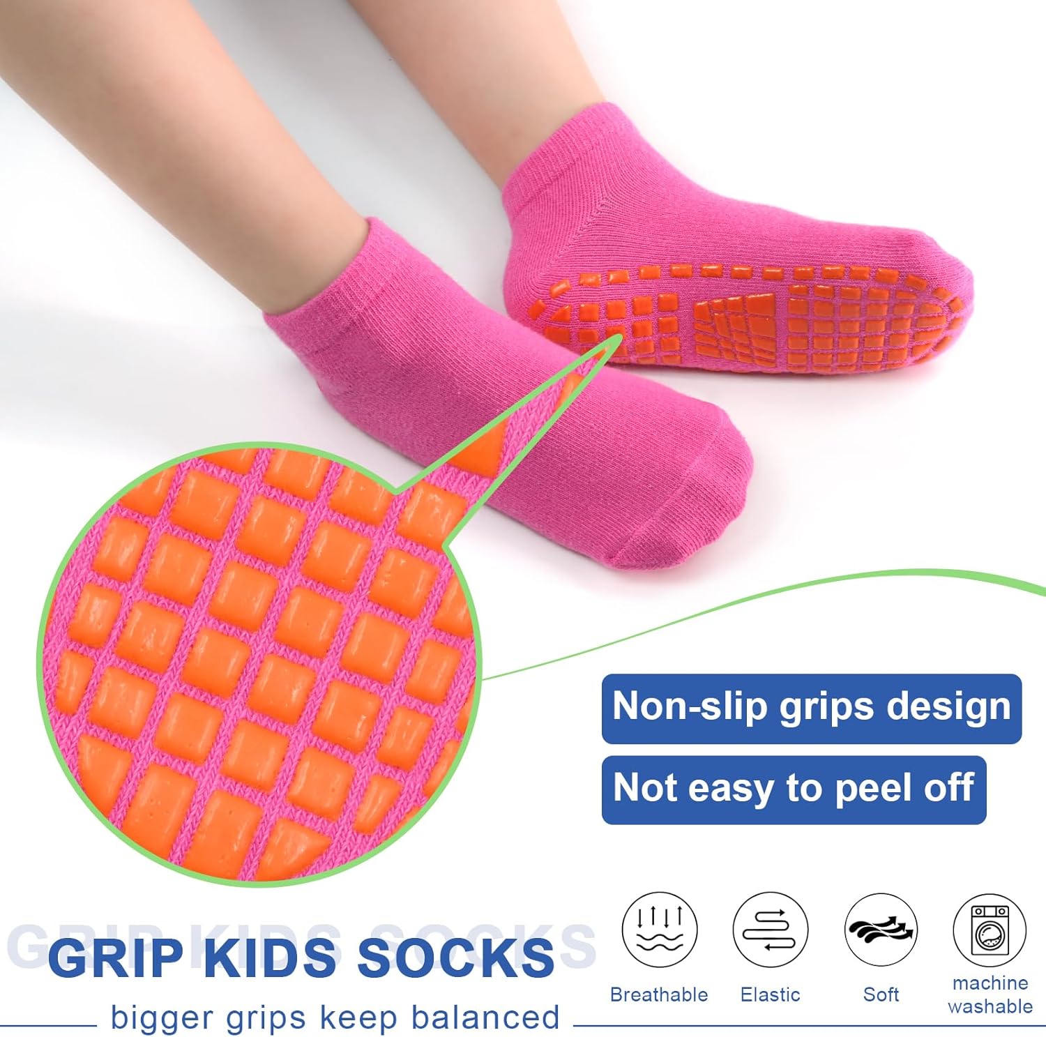 Thumbnail 3 de ARERWA Antirutschsocken Kinder Trampolin Socken – 6 Paar Rutschsocken für Kinder 2–13 Jahre