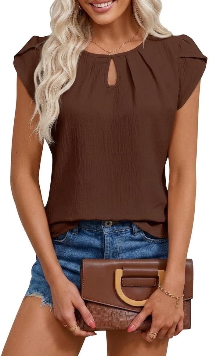 Thumbnail 6 de Chicrise Damen Sommerbluse mit Flügelärmeln – Rundhals, locker, vielseitig