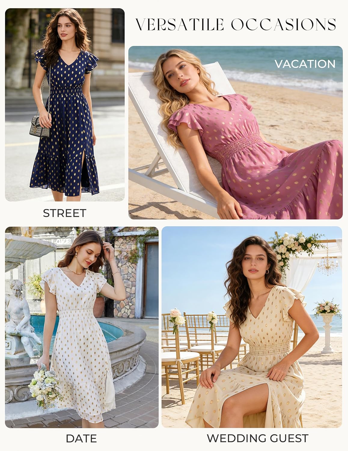 Thumbnail 4 de GRACE KARIN 2026 Women's Summer Dress: V-Neck Ruffle Sleeve Floral Boho Midi Sundress