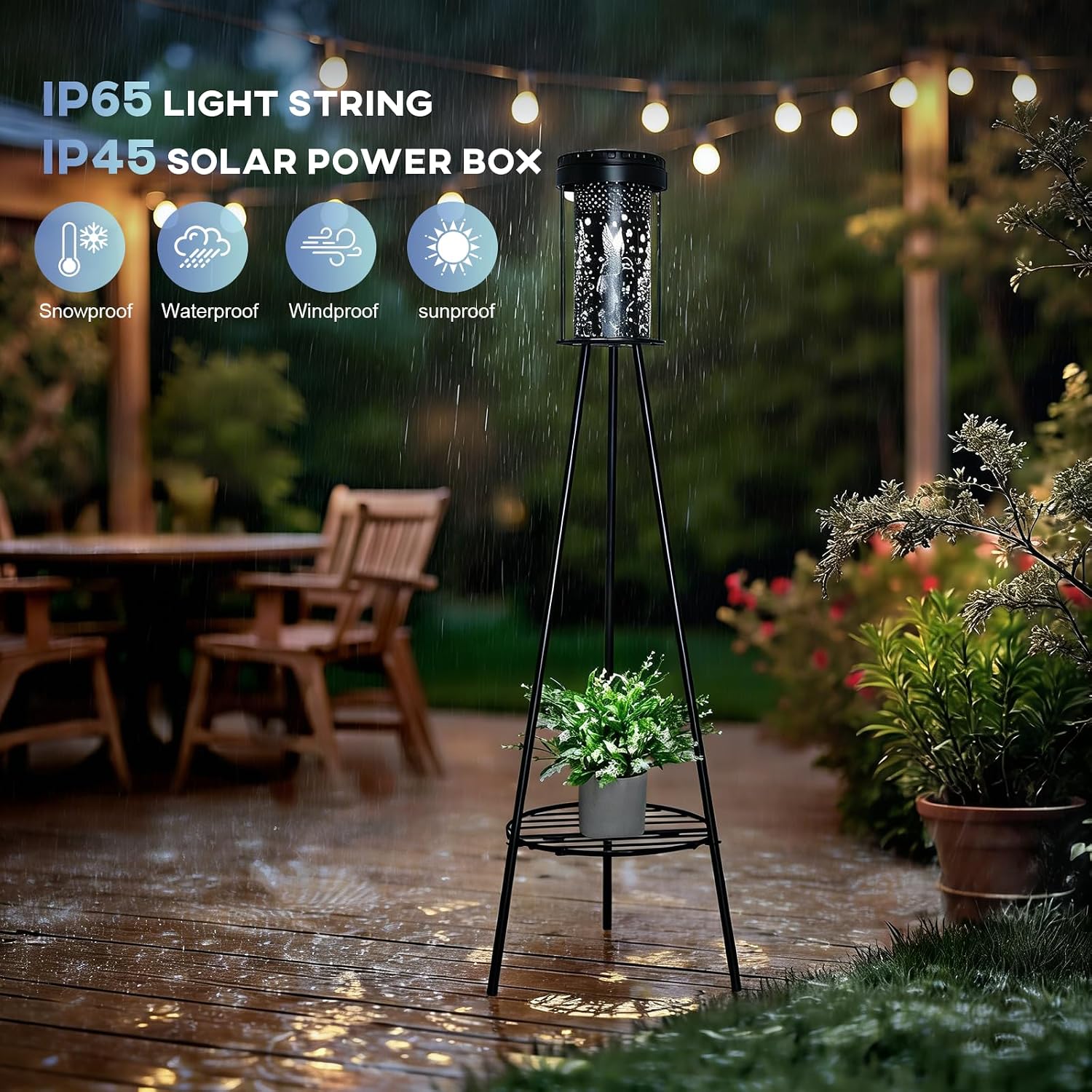 Detalle de Auting Lanterne solaire colibri IP65 sur pied en métal – éclairage poétique pour jardin