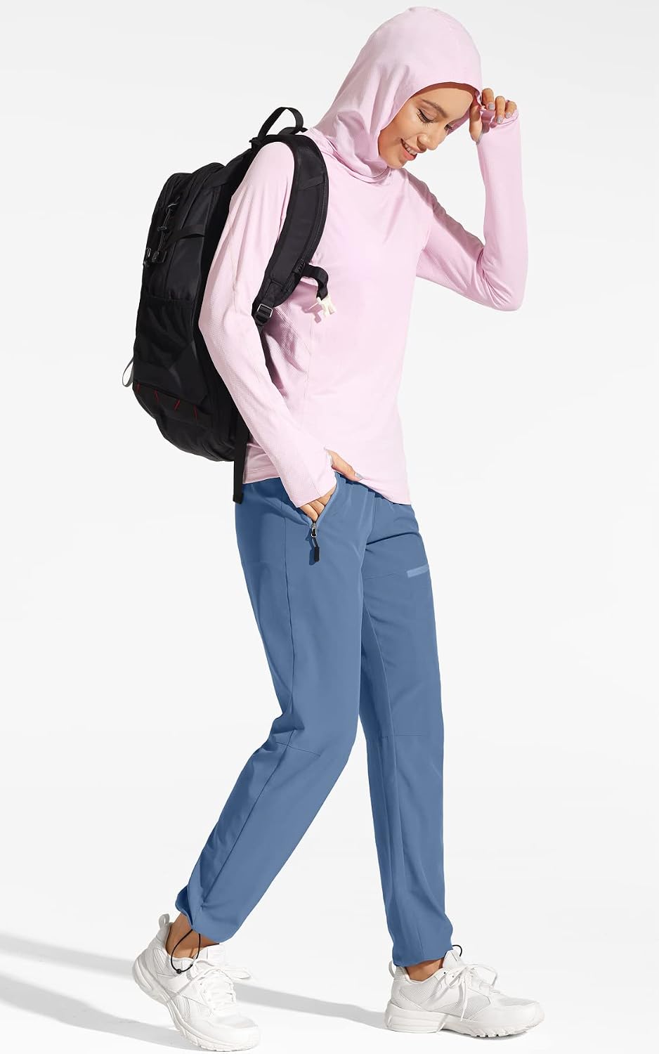 Detalle de MOCOLY Pantalon Randonnée Femme Léger à Séchage Rapide et Imperméable – Poches zippées et UPF 50