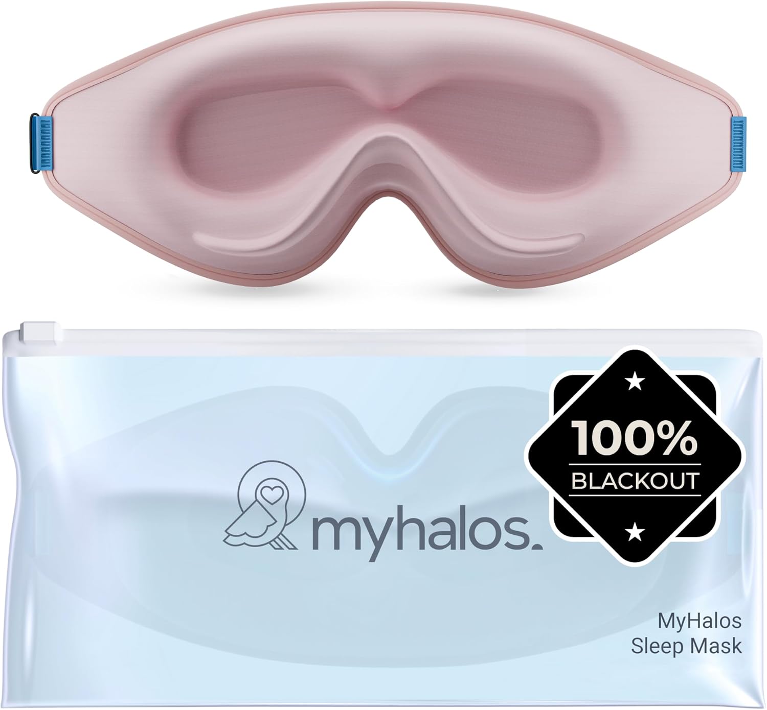 Detalle de myhalos MyHalos 3D Sleep Mask – 100% blackout sleep eye mask for side sleepers, eyelash friendly & zero pressure