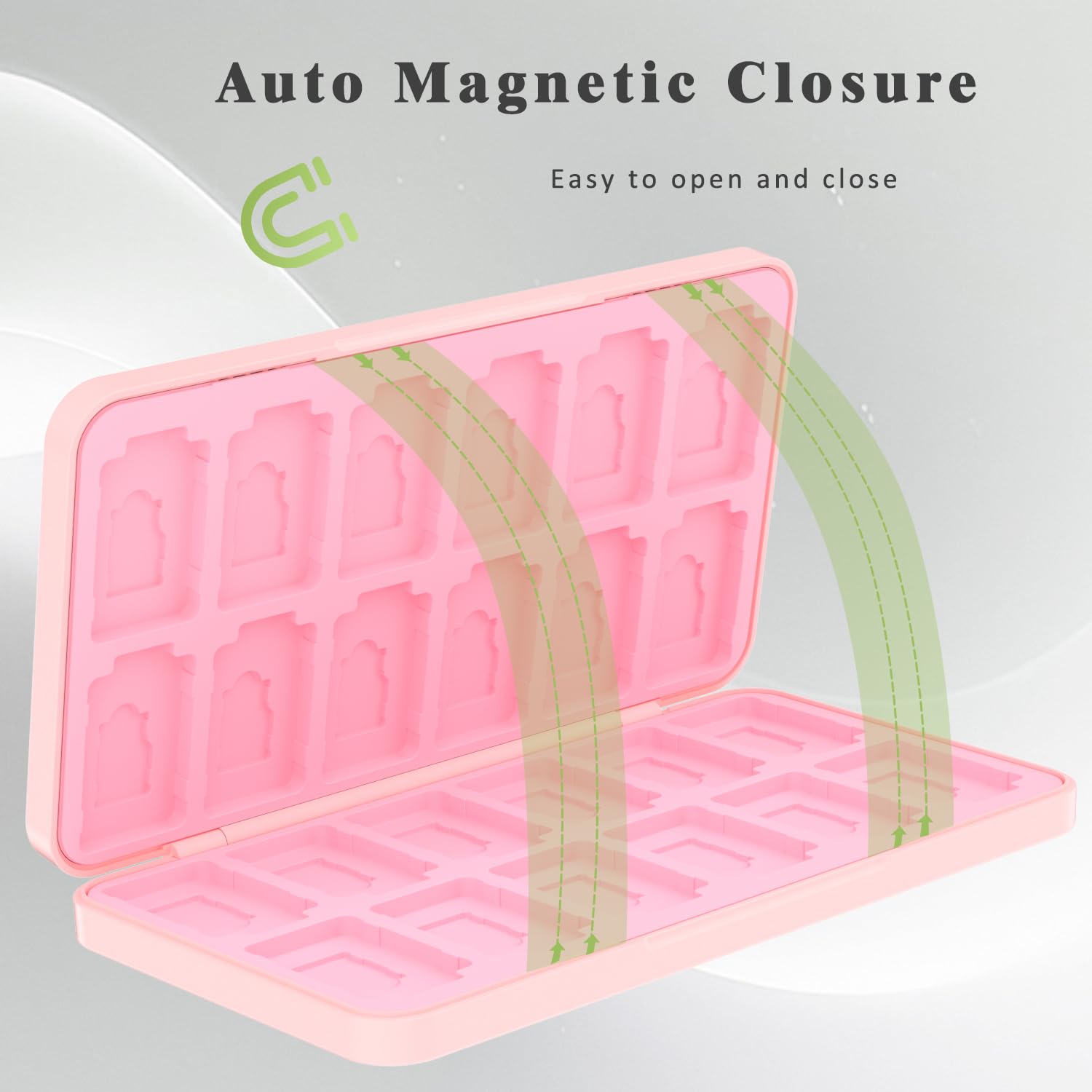 Thumbnail 1 de PURBHE Switch Game Case (Pink) for Nintendo Switch 1 & 2 with 24 Cartridge + 24 Micro SD Slots