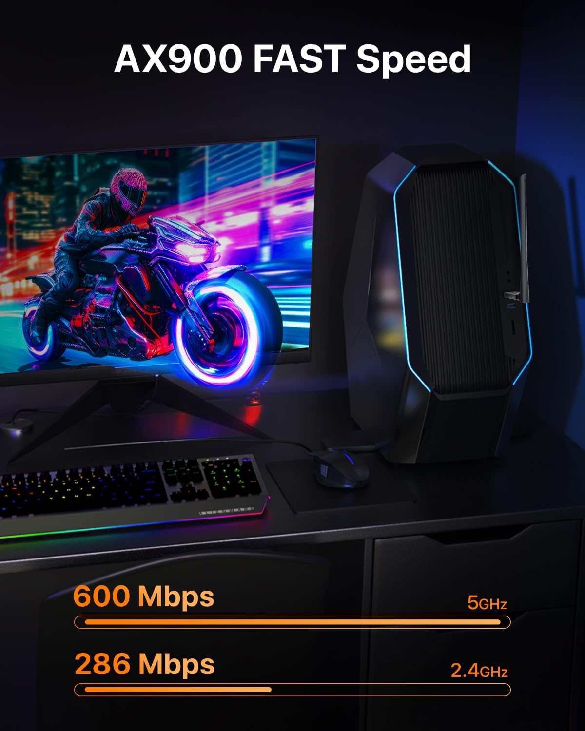 Thumbnail 2 de Tenda AX900 WiFi 6 Dual-Band USB Adapter (U11Pro) with 6dBi Antenna for Windows