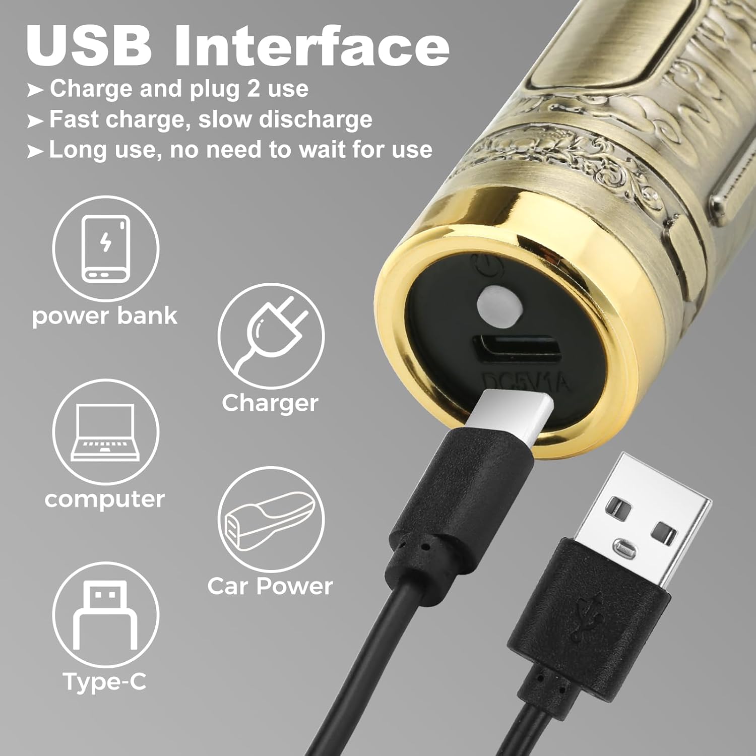 Thumbnail 5 de Hair Clippers for Men – Rechargeable Beard Trimmer Kit with T-Blade, 4 Guard Combs and USB Type-C Charging