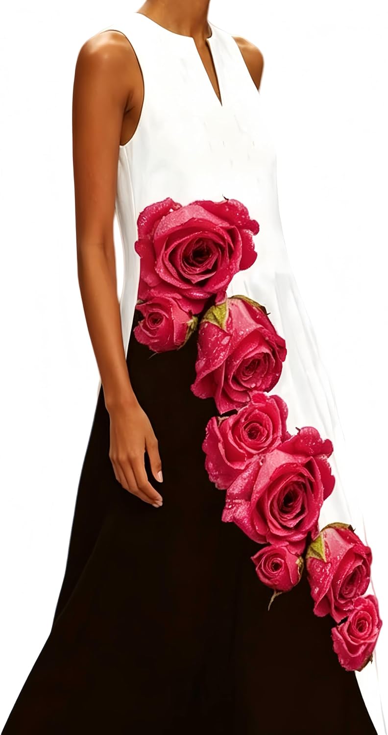 Thumbnail 5 de Ocean Plus lange maxi-jurk met bloemenprint, mouwloos en V-hals
