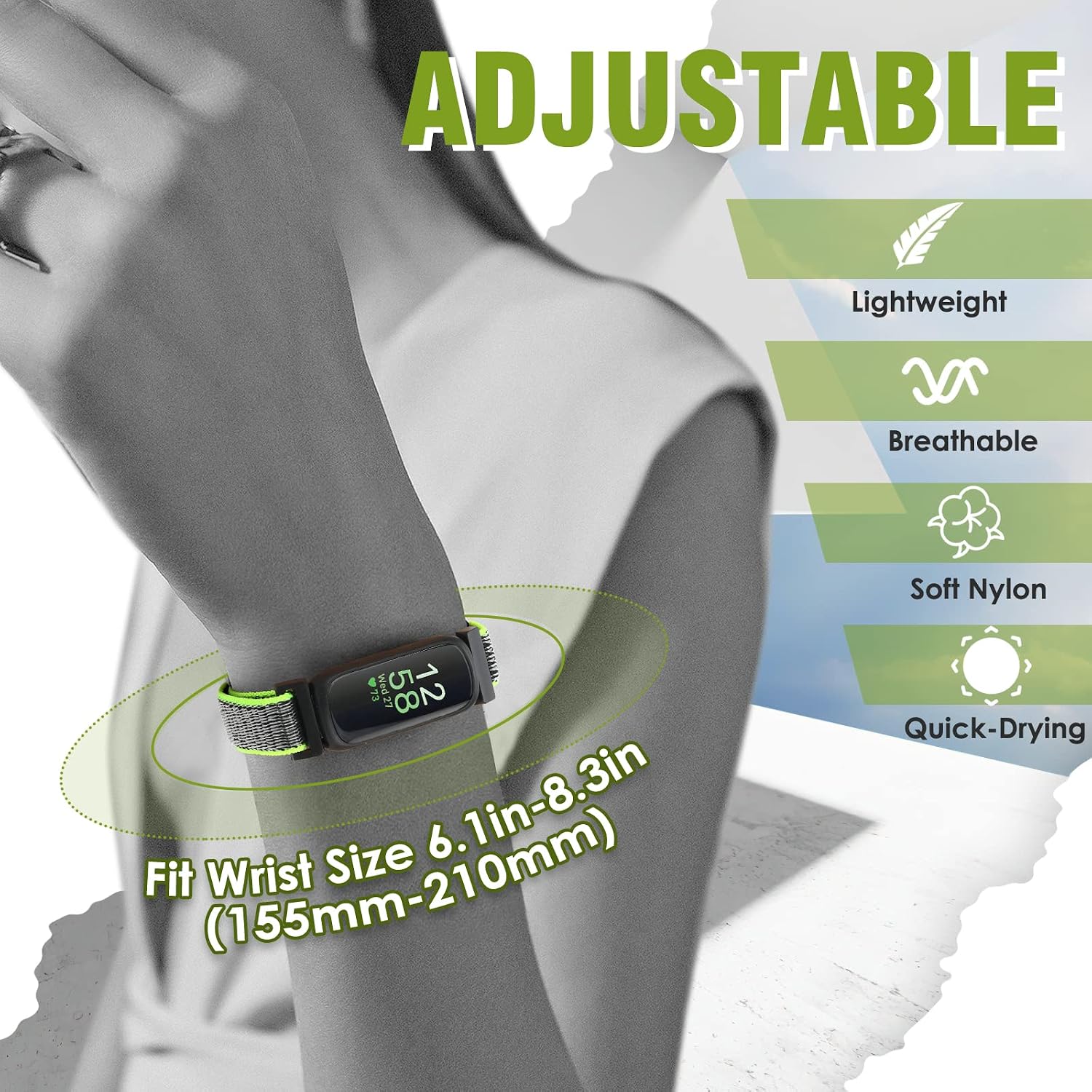 Detalle de Runostrich Nylon Sport Loop Straps for Fitbit Inspire 3 / Inspire 2 / Inspire HR / Inspire & Ace 2 / Ace 3