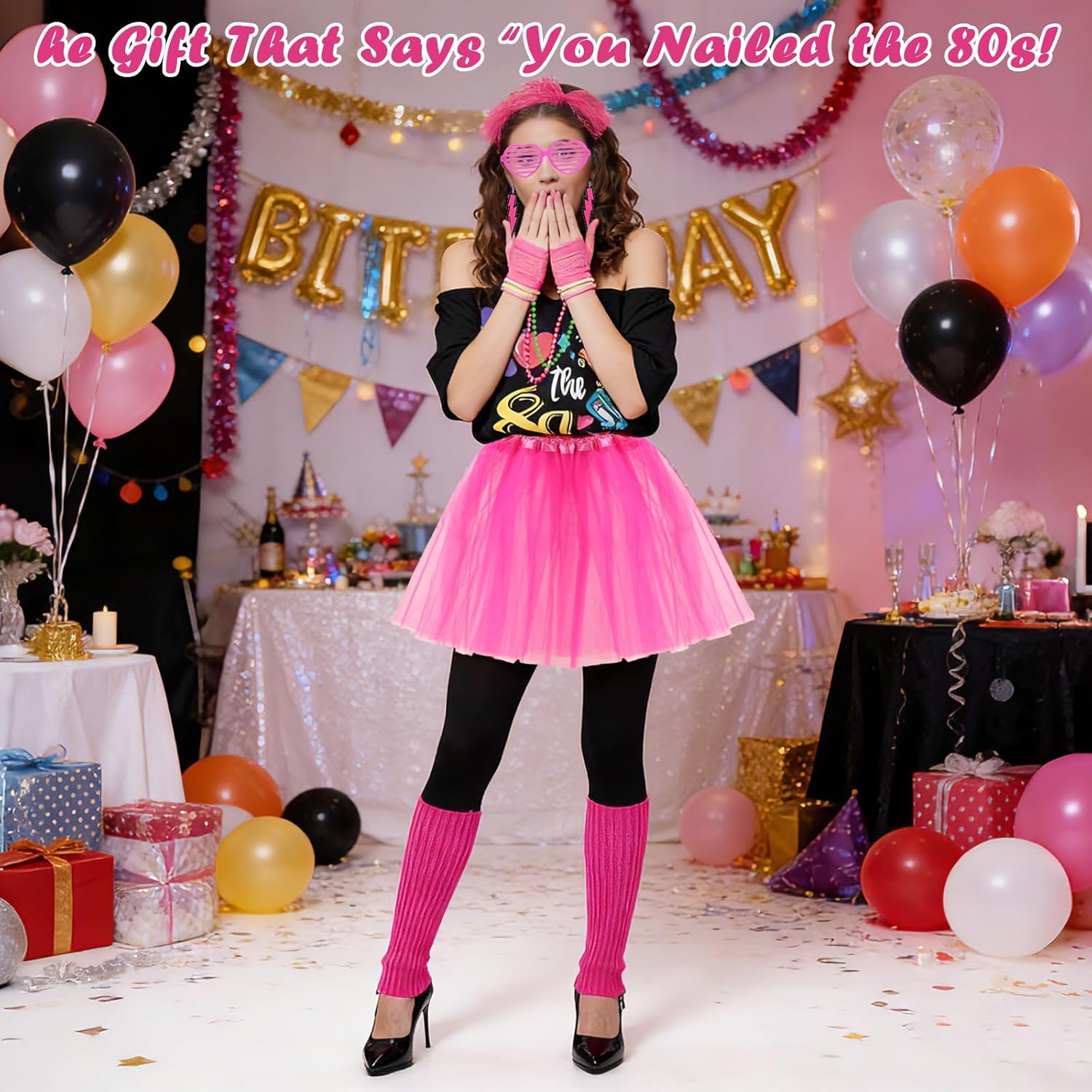 Thumbnail 6 de 80s Fancy Dress for Women: 21-Piece Retro Costume Accessories Set