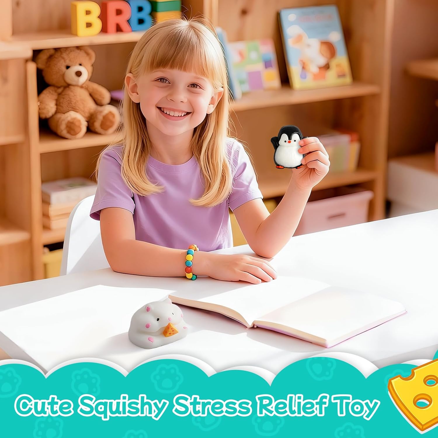 Thumbnail 6 de Taba Squishy 4-Piece Kit: Cat, Cat Paw, Penguin & Hamster – Stress Relief Fidget Toys