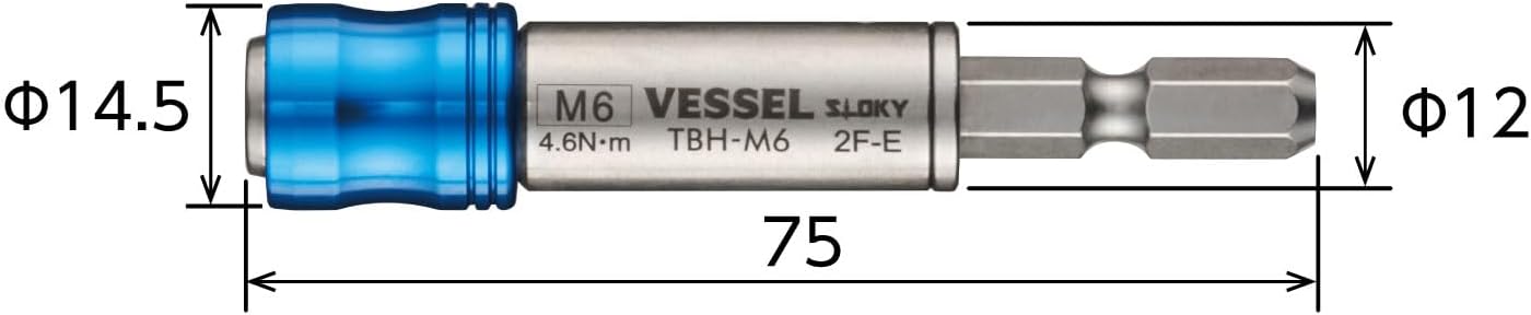 Detalle de ベッセル VESSEL TBH-M6 トルクビットホルダー M6・4.6N・m設定・スライドスリーブ式