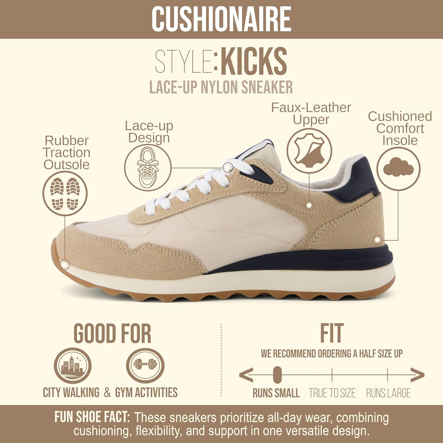 Detalle de CUSHIONAIRE Women's Sneakers with Memory Foam