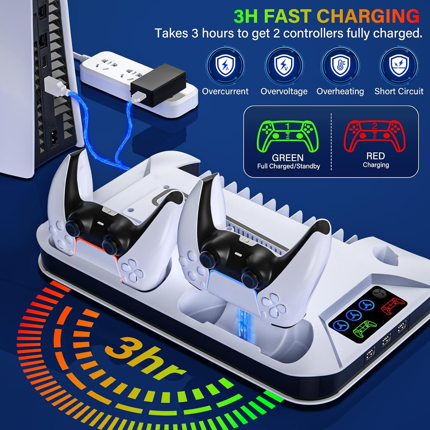 Thumbnail 2 de ZRZLMVP PS5 Cooling Station Stand with Dual Controller Charging | White