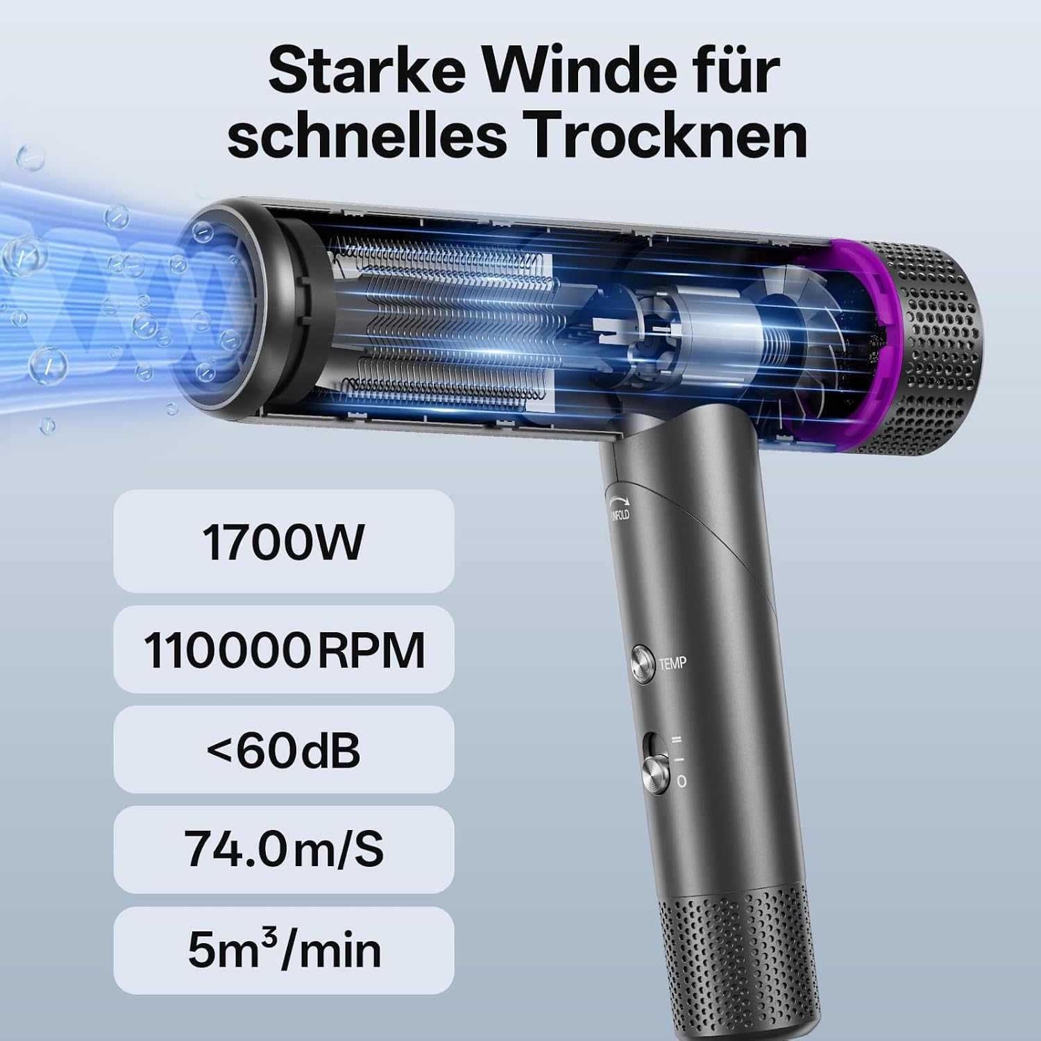 Thumbnail 1 de CONFU Fön Ionen 1700W faltbar für Reisen