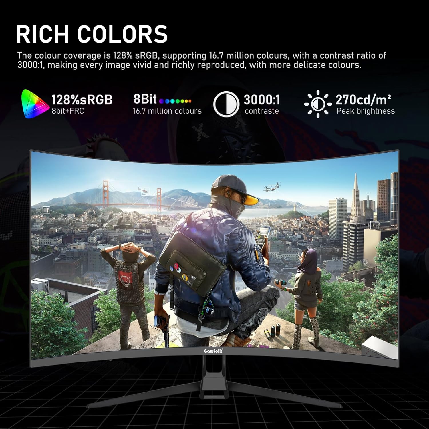 Thumbnail 4 de Gawfolk 32-inch 4K Curved Monitor 160Hz