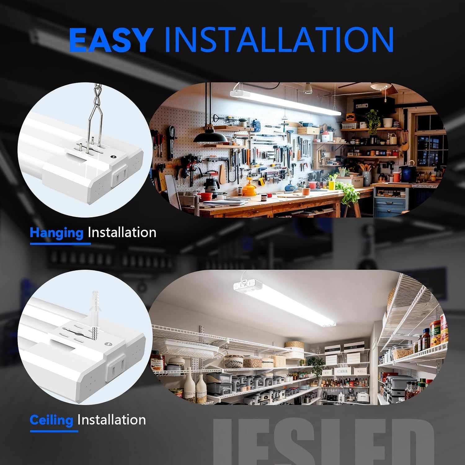 Detalle 1 de JESLED SW2570A1120AA1 4 ft LED Shop Light, Adjustable, 4-Pack