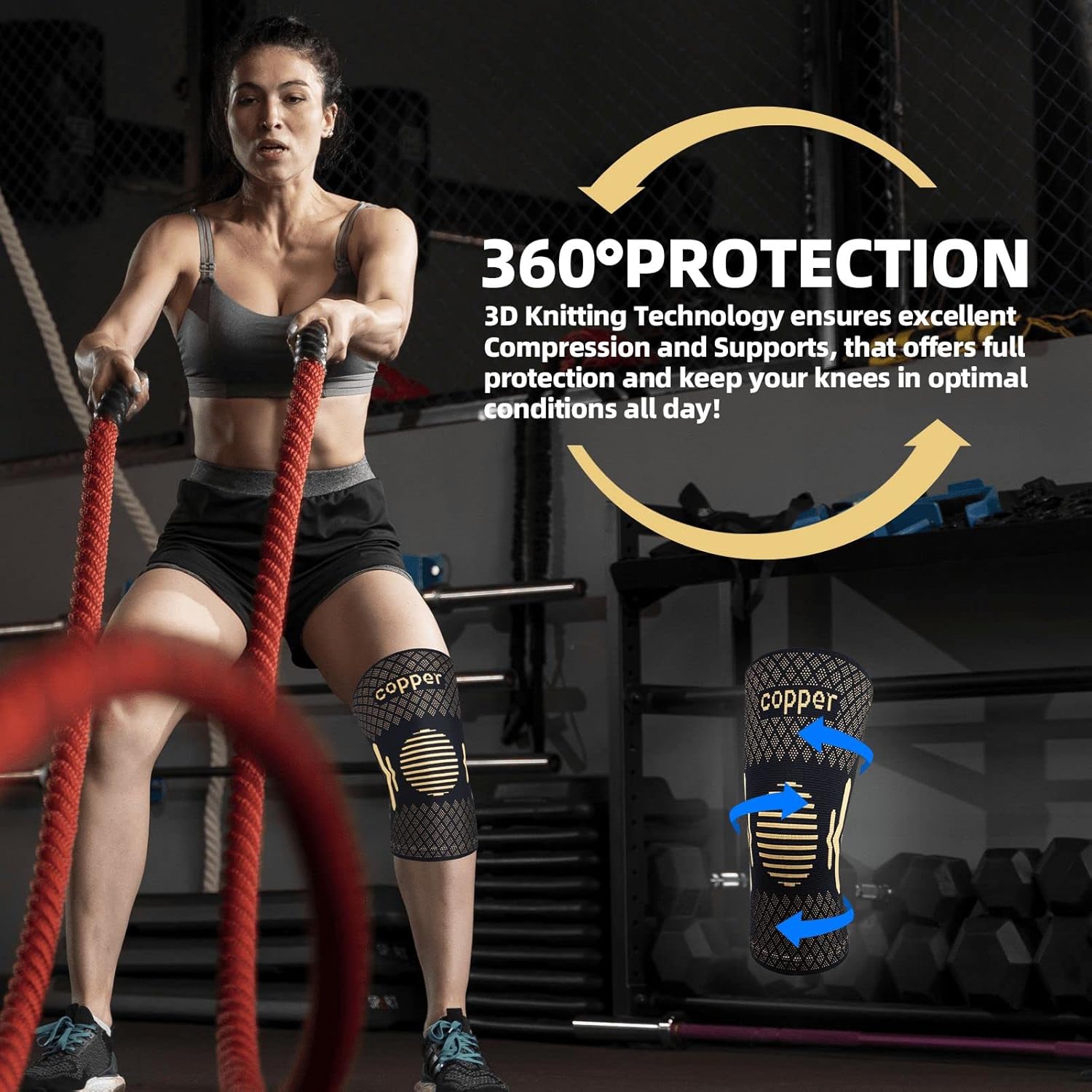 Thumbnail 4 de Lusenone Copper Knee Support 2-pack knee sleeve 🏥