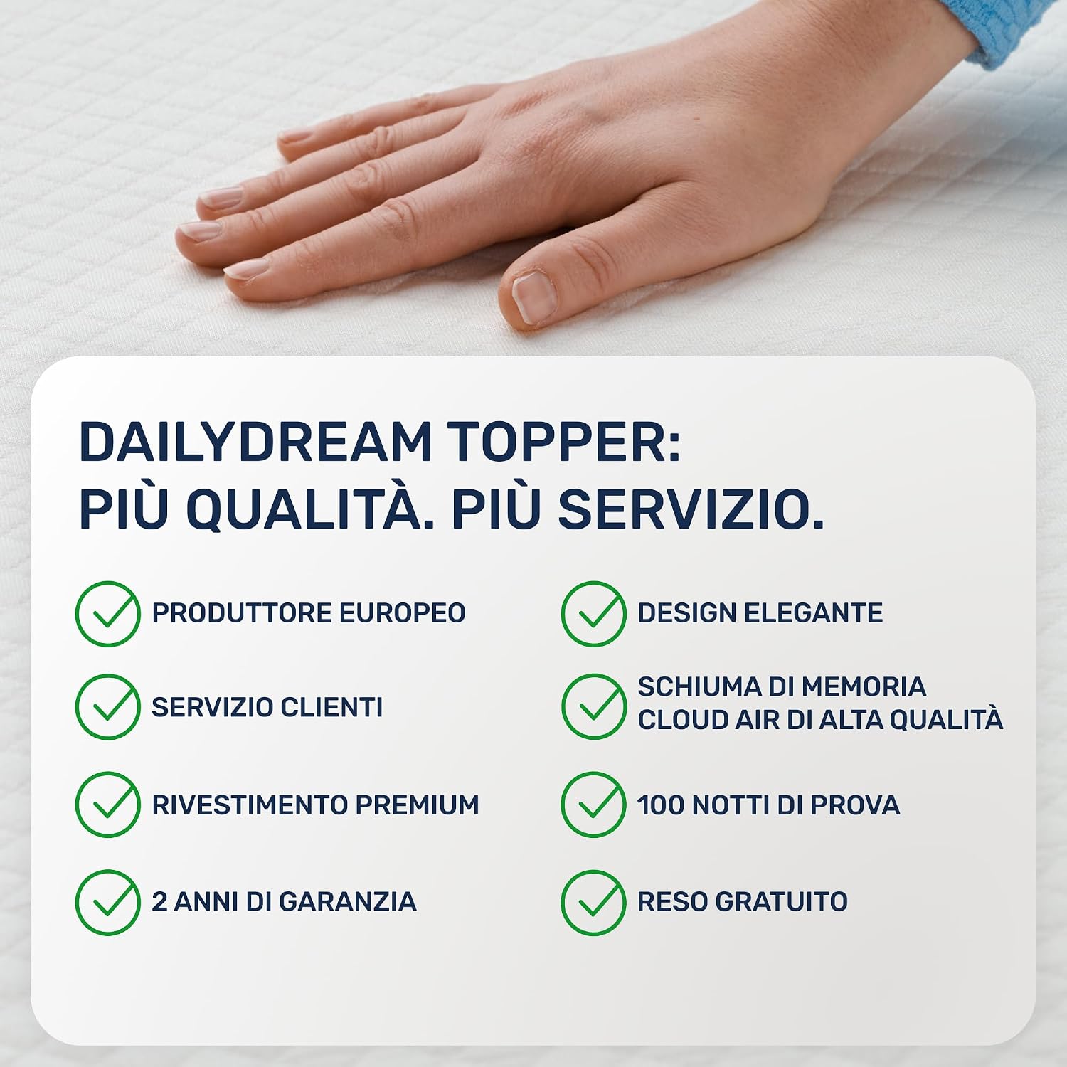 Detalle de Coprimaterasso Dailydream 80 x 200 cm – Schiuma memory 3,5 cm, Edizione Pure