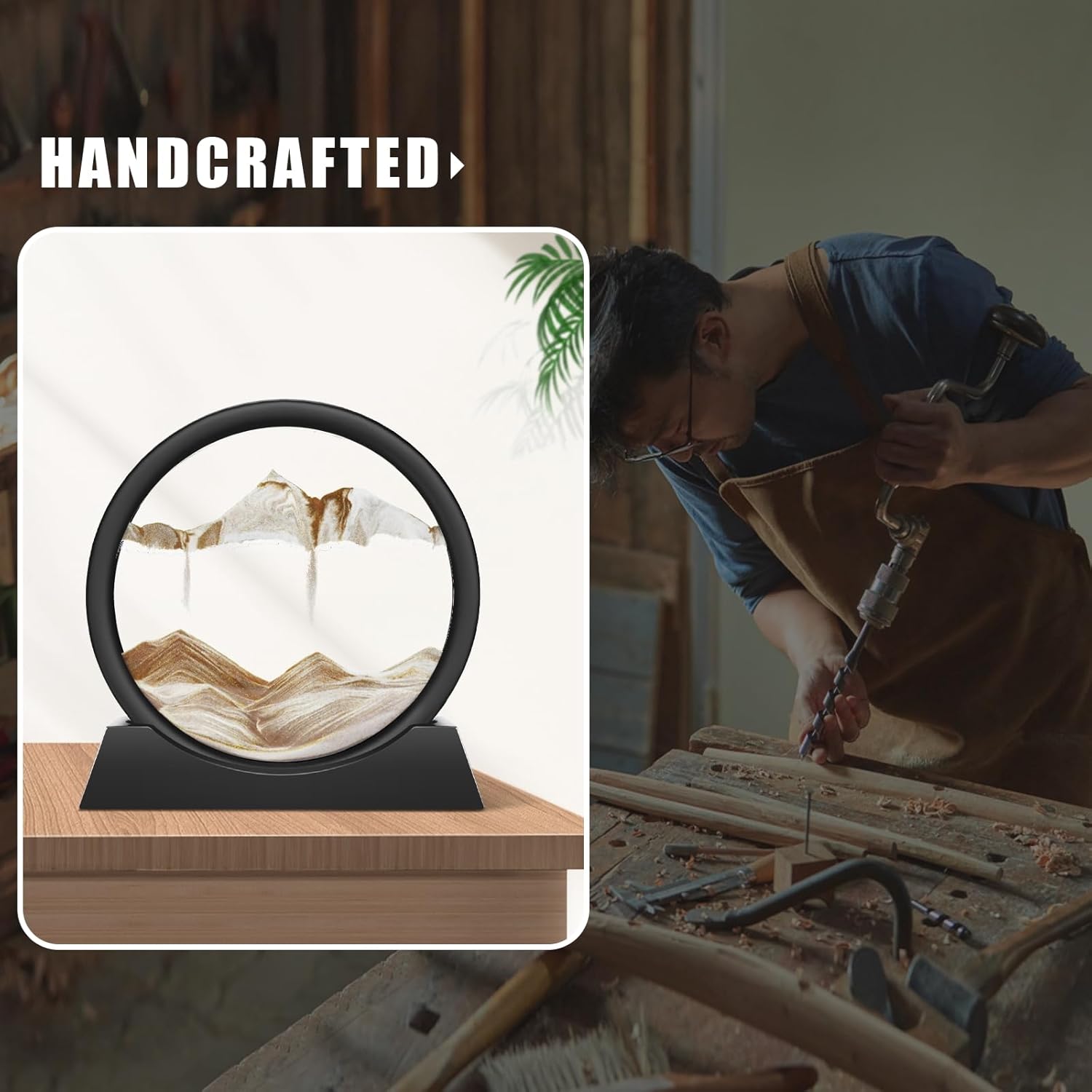 Thumbnail 3 de Wai Danie Moving Sand Art Picture 3D Hourglass (Deep Sea Sandscape) – 7 inch Desktop Liquid Motion Display