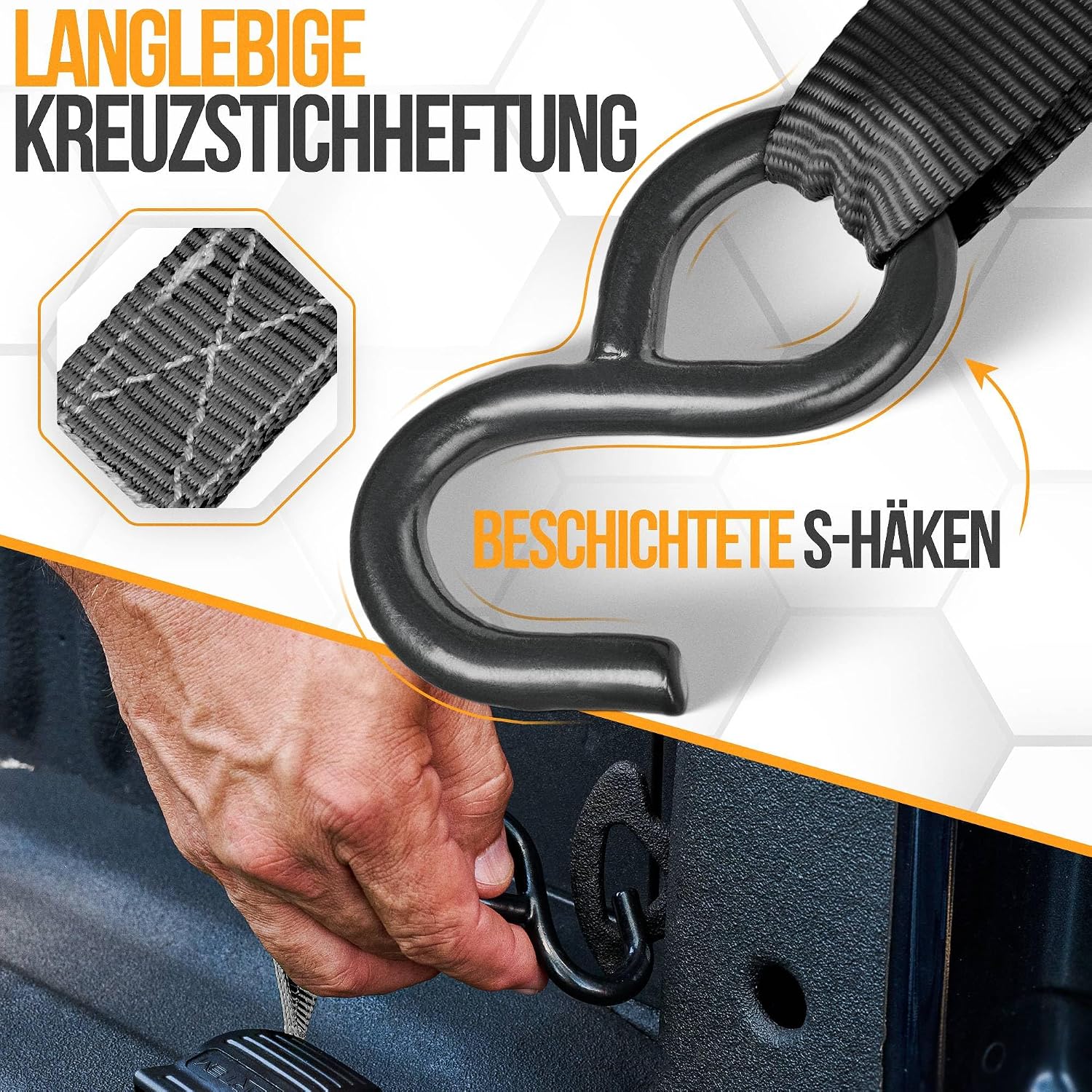Detalle de FORTEM Spanngurte-Set mit Ratsche und Haken, 4-teilig – inklusive Tasche