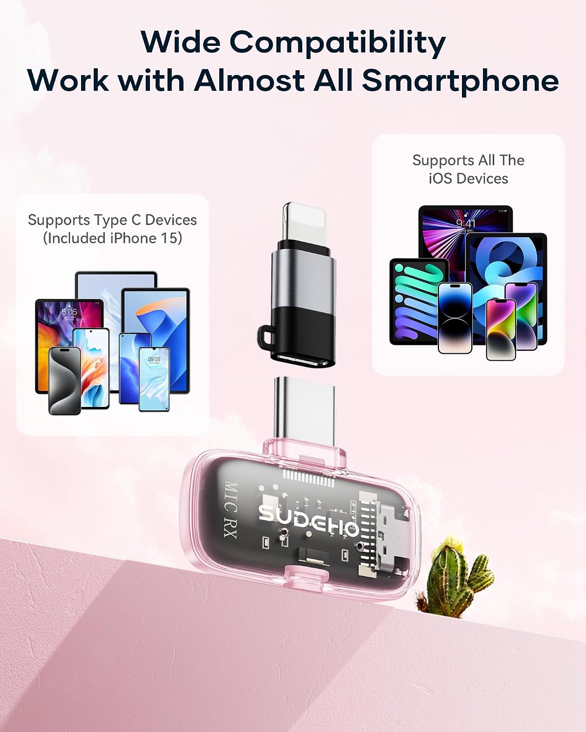 Thumbnail 6 de Wireless Mini Lavalier Microphones, Pink