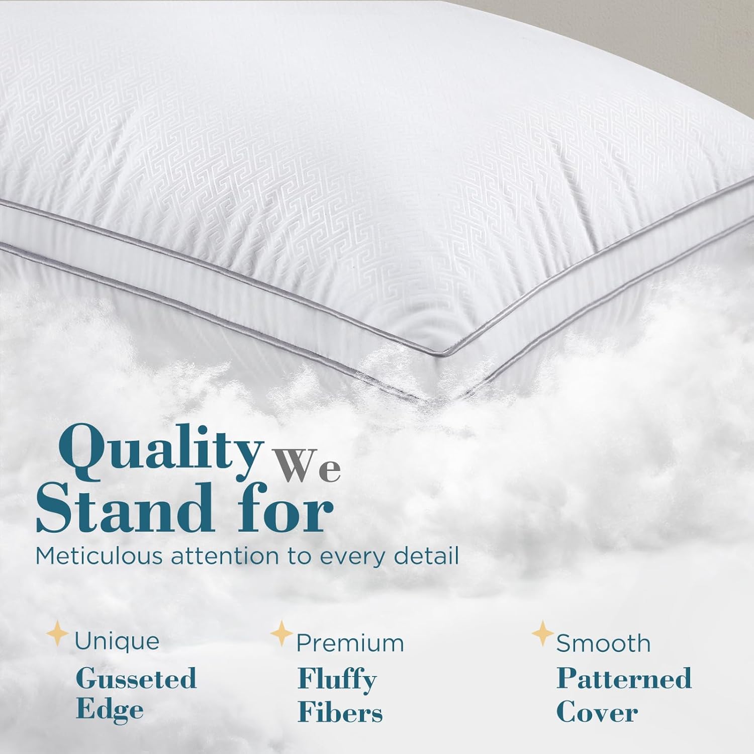 Thumbnail 4 de Viewstar Bed Pillows Queen Size Set of 2 – Firm Support Down Alternative Gusseted Pillows